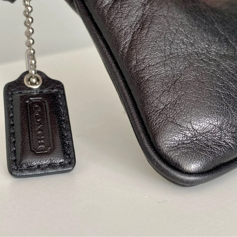 Coach Signature Black Leather Wristlet